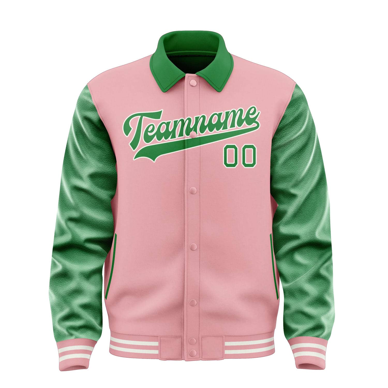 Custom Light Pink Emerald Green Jacket