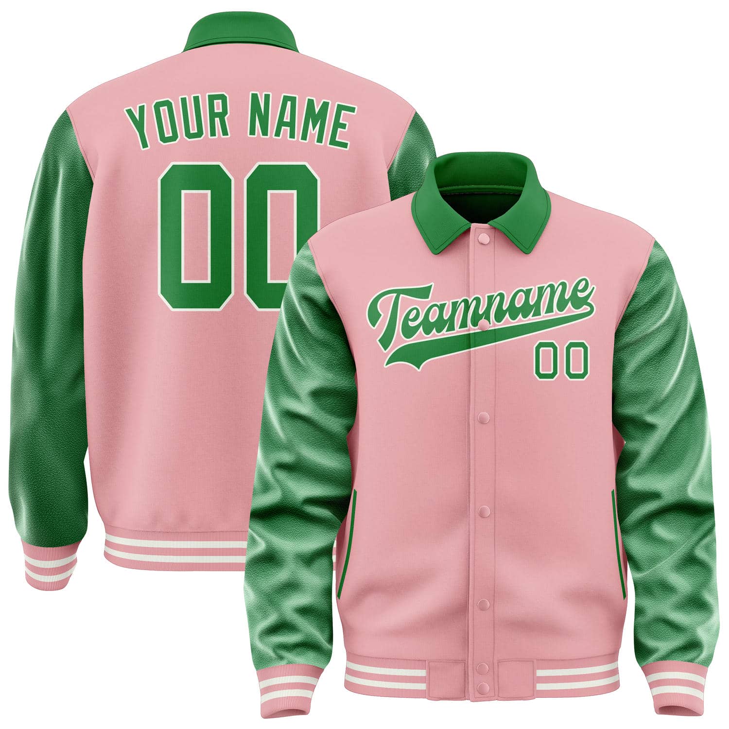 Custom Light Pink Emerald Green Jacket