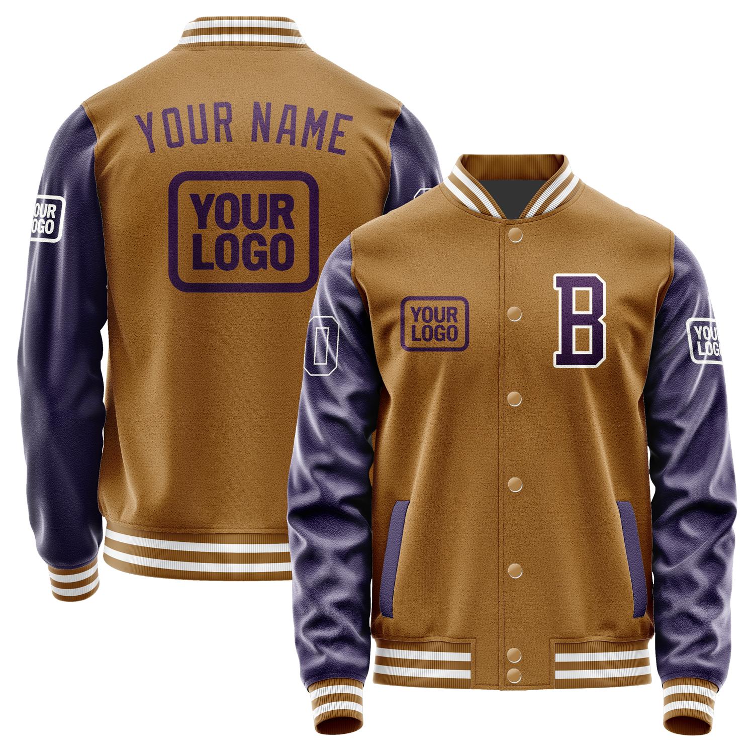 Custom Khaki Purple Jacket JA222207221818070718