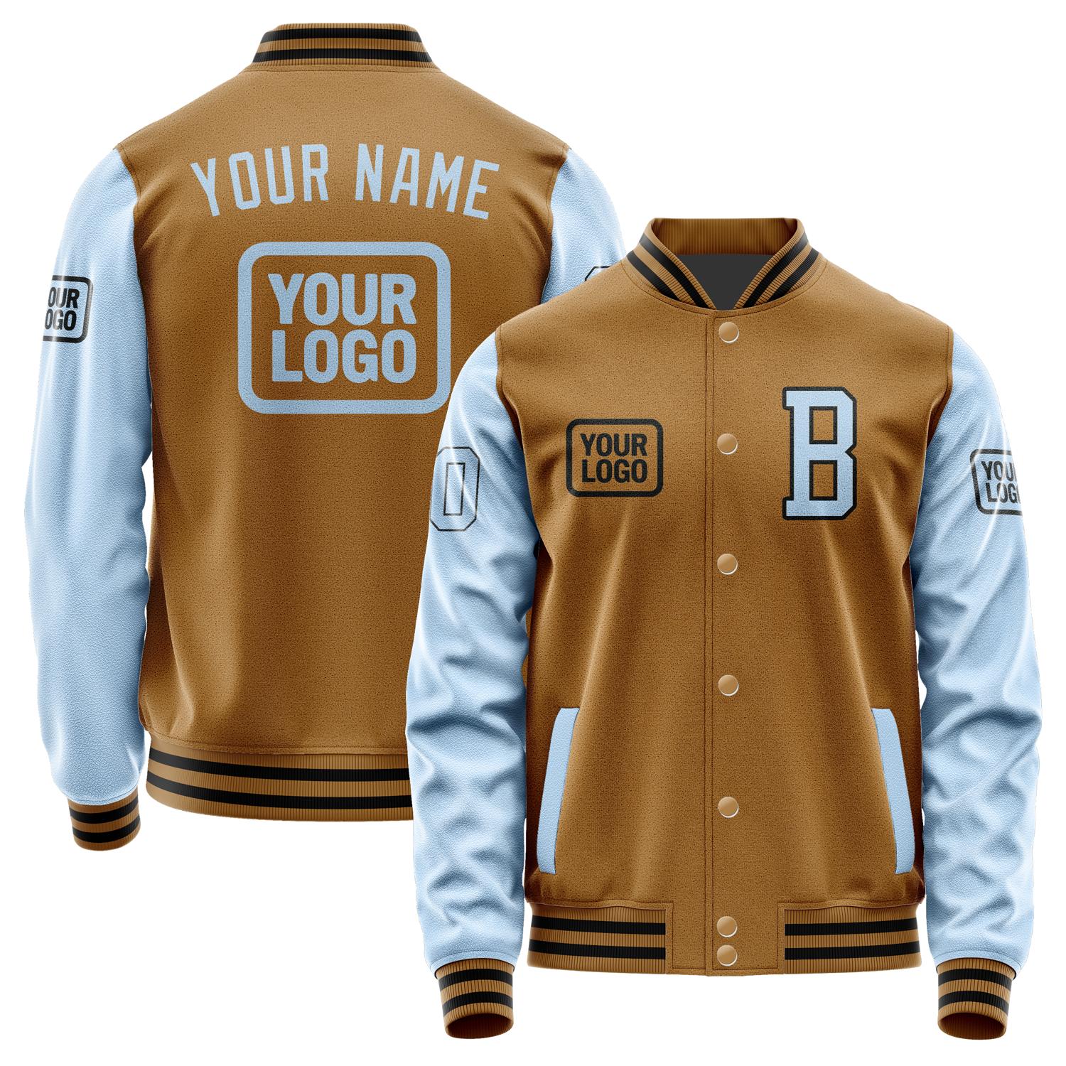 Custom Khaki Light Blue Jacket JA222208221717080817