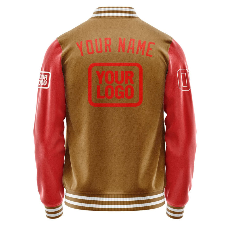 Custom Khaki Orange Red Jacket JA222212221818121218