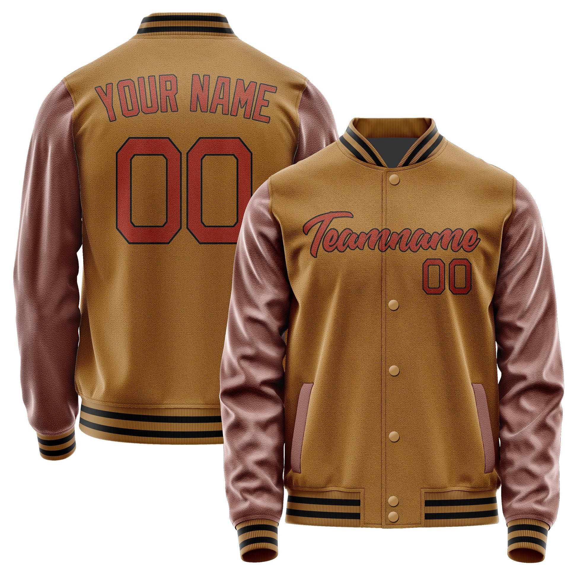 Custom Khaki Coral Red Jacket JA2222162217B21716