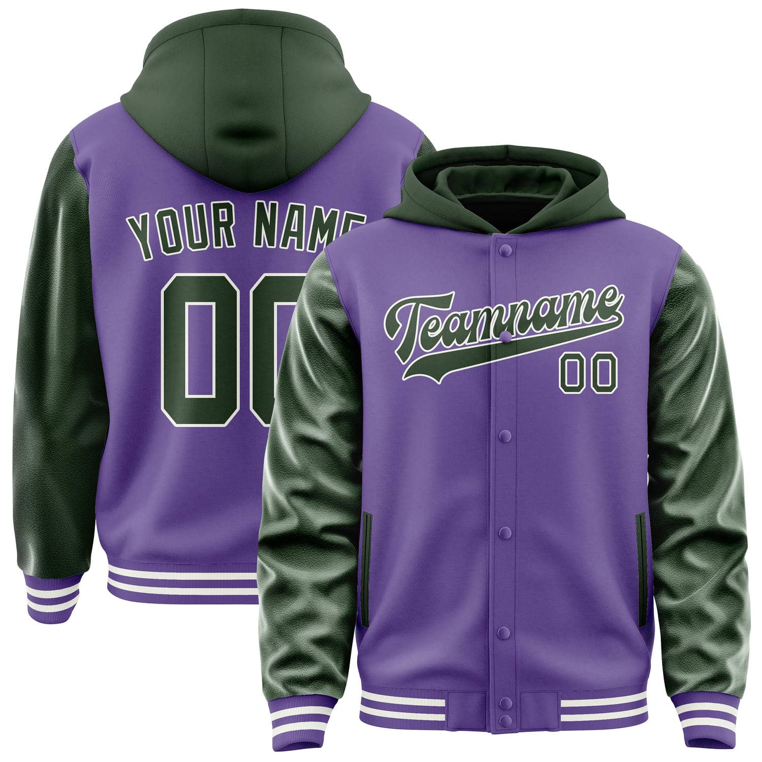 Custom Light Purple Dark Green Jacket