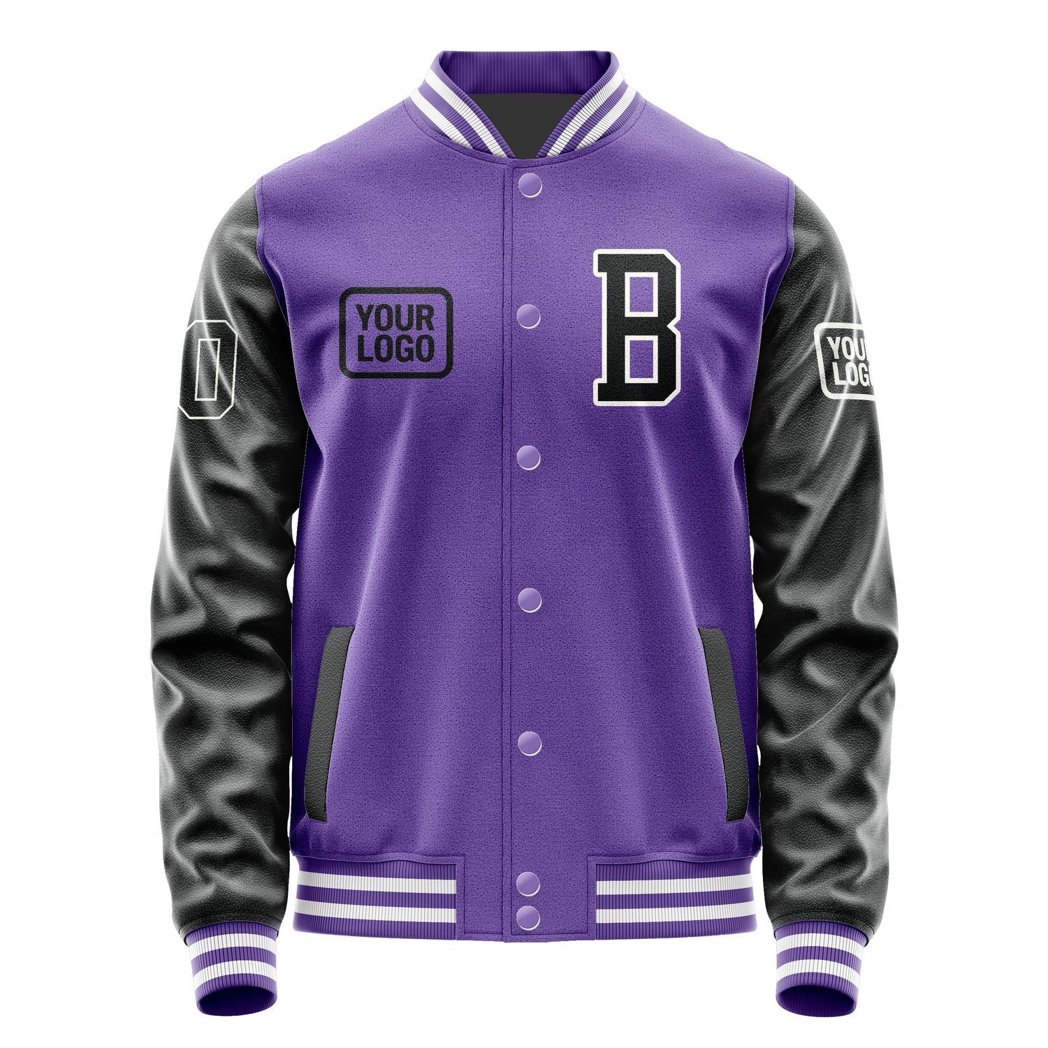 Custom Light Purple Black Jacket JA232317231818171718