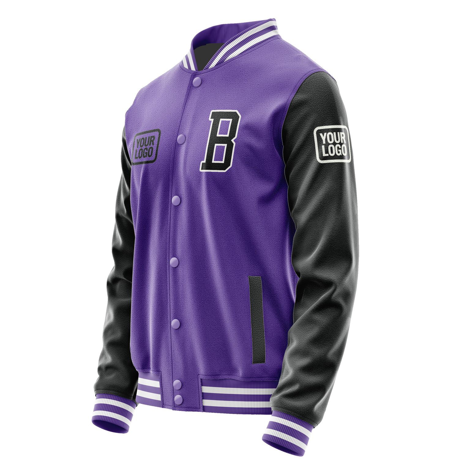 Custom Light Purple Black Jacket JA232317231818171718