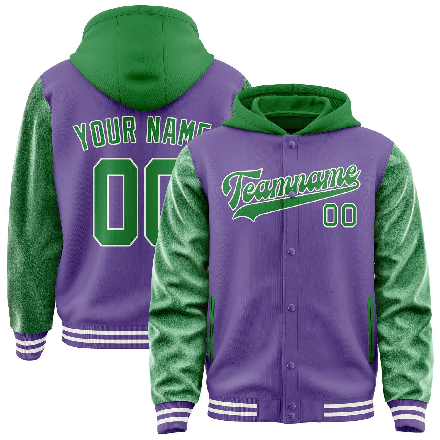 Custom Light Purple Emerald Green Jacket