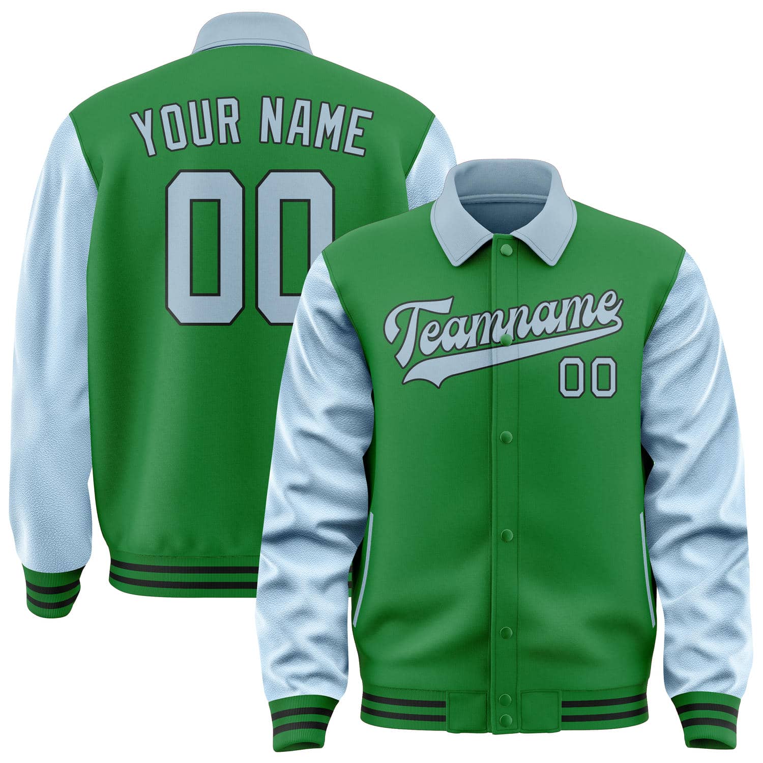 Custom Emerald Green Light Blue Jacket