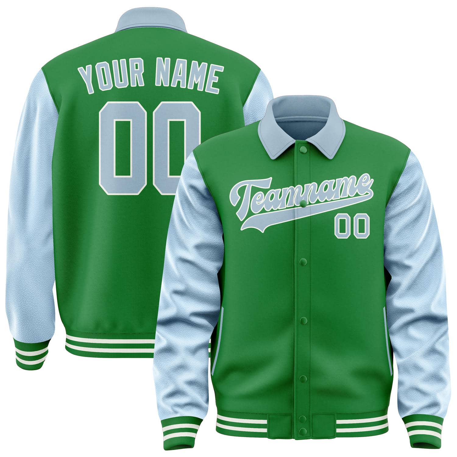 Custom Emerald Green Light Blue Jacket
