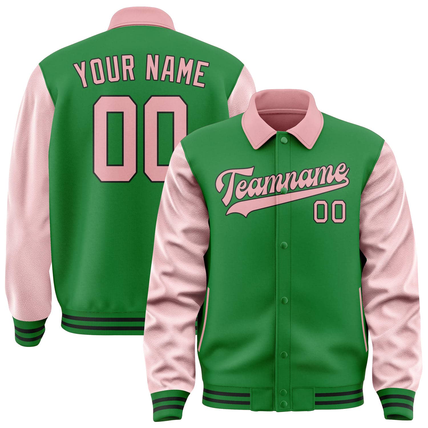 Custom Emerald Green Light Pink Jacket