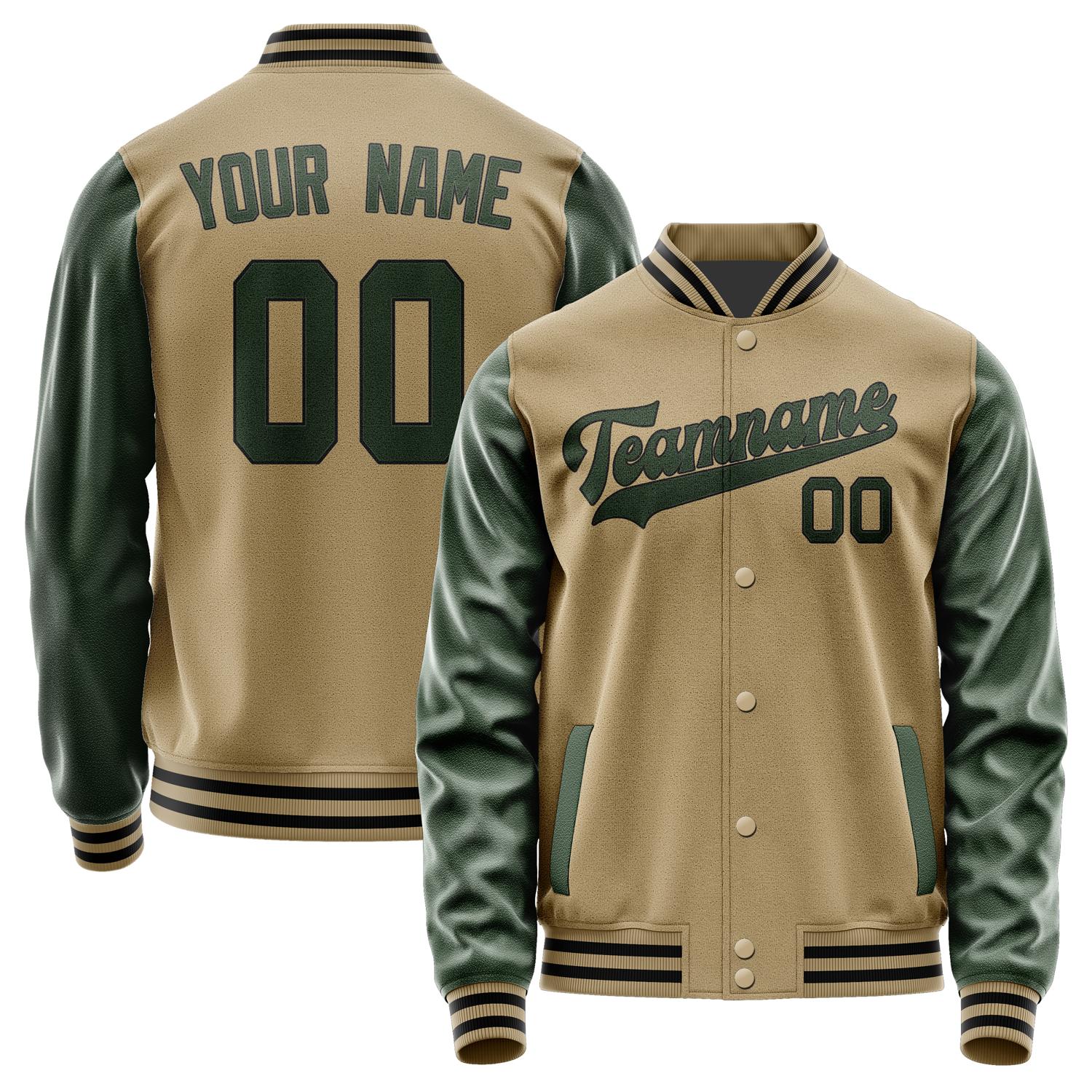 Custom Light Khaki Dark Green Jacket JA2525062517B31706