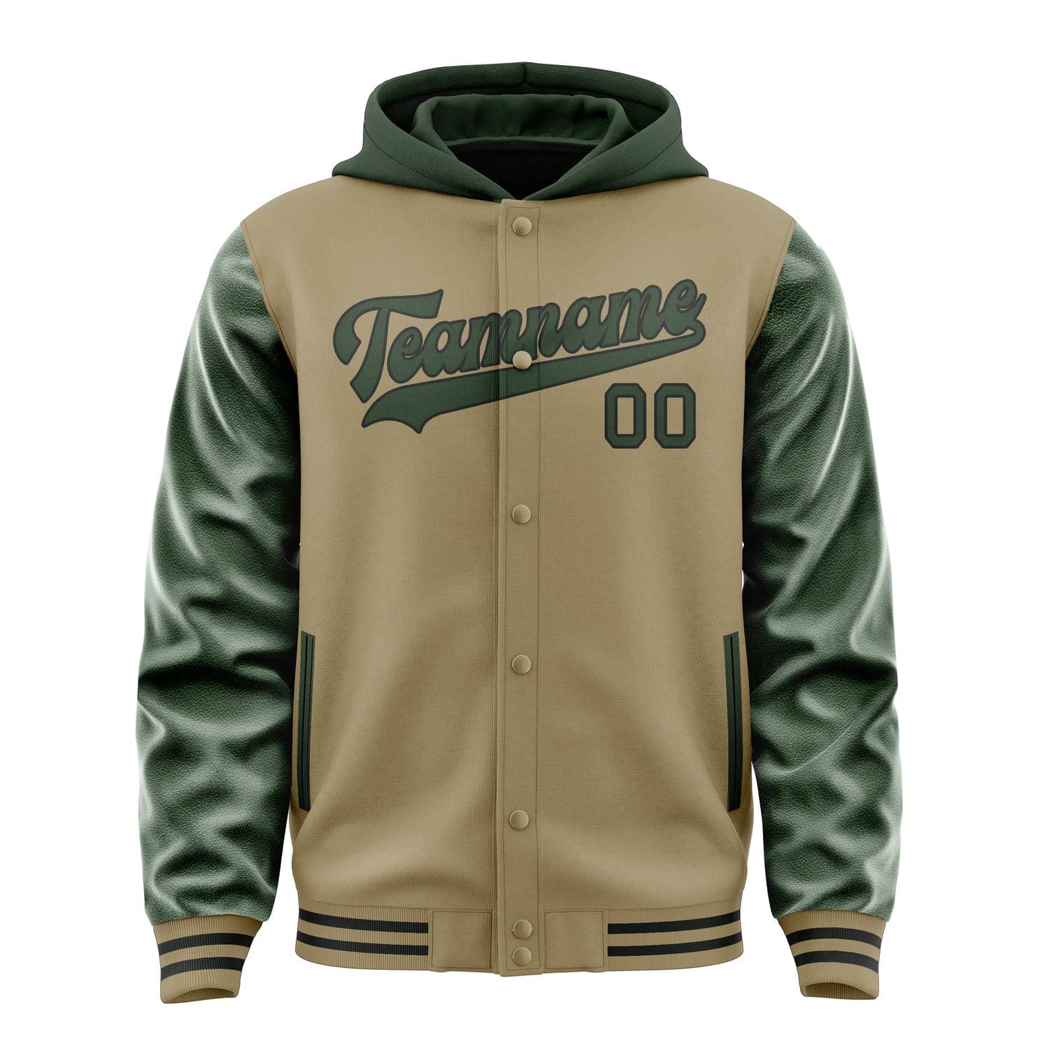 Custom Light Khaki Dark Green Jacket