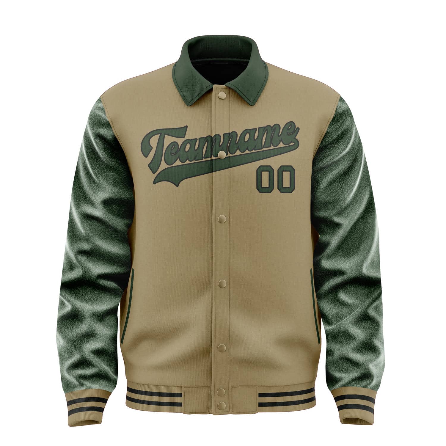 Custom Light Khaki Dark Green Jacket