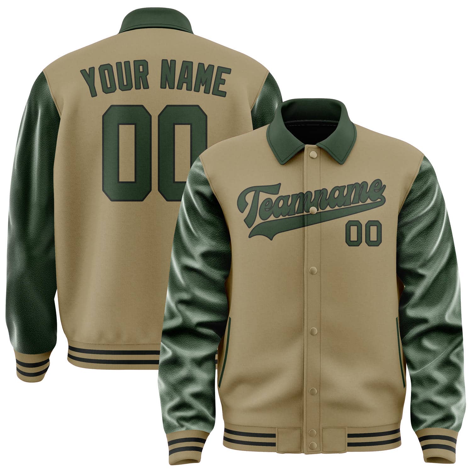 Custom Light Khaki Dark Green Jacket