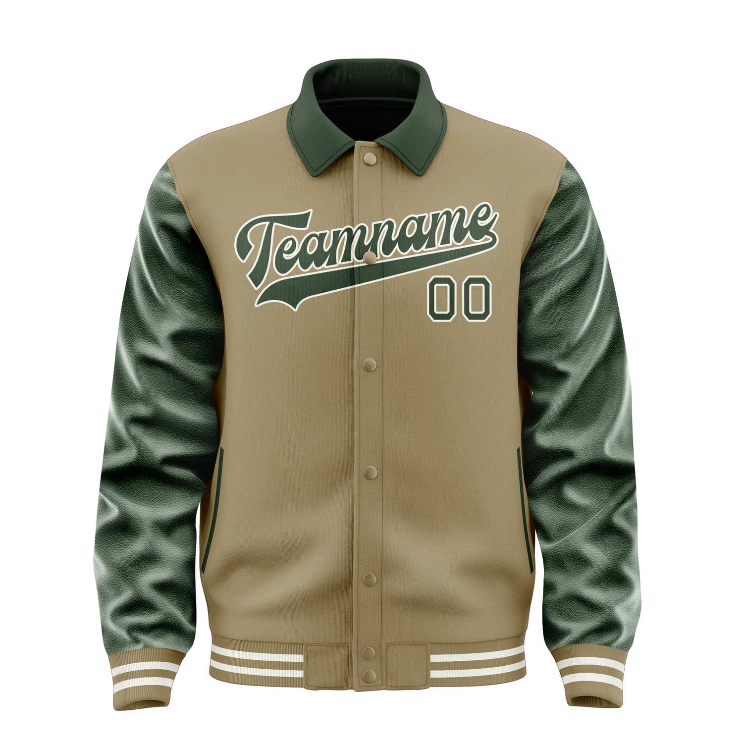 Custom Light Khaki Dark Green Jacket