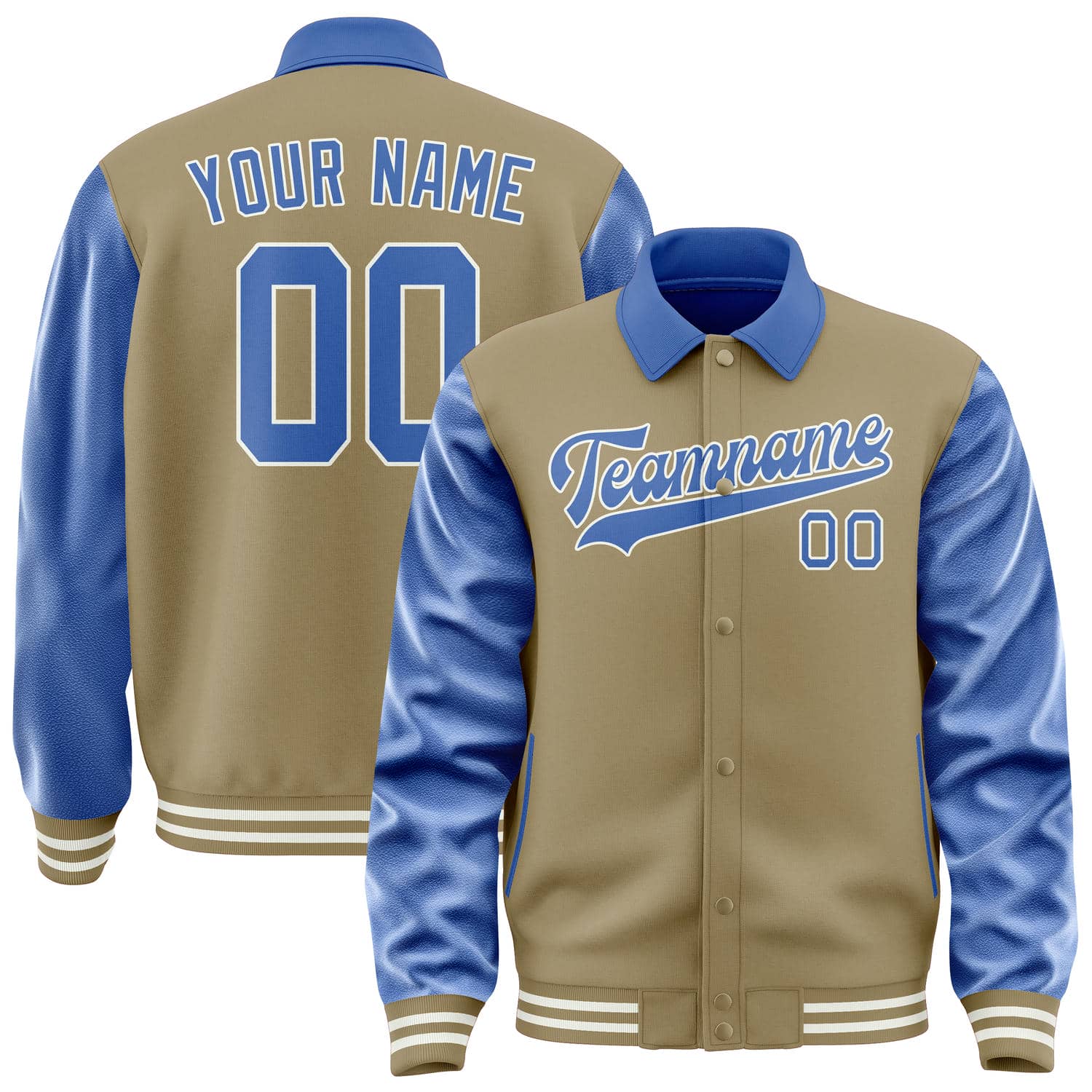 Custom Light Khaki Sky Blue Jacket