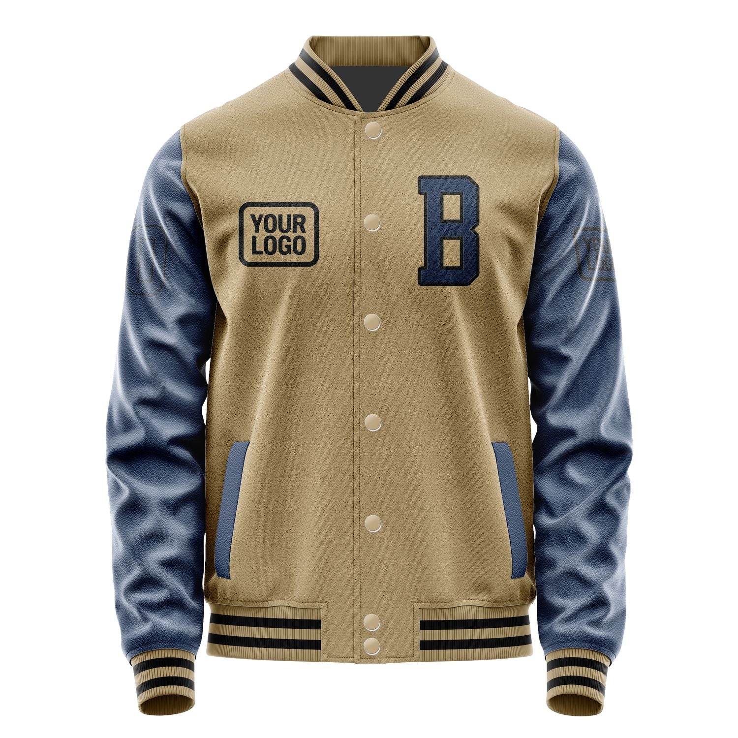 Custom Light Khaki Blue Jacket JA252510251717101017