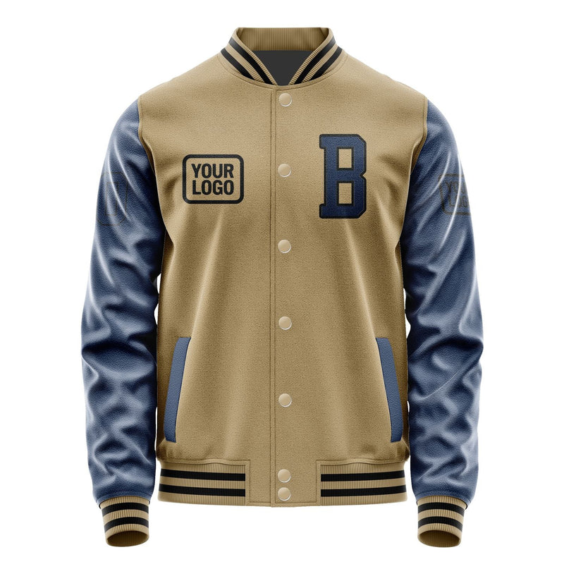 Custom Light Khaki Blue Jacket JA252510251717101017