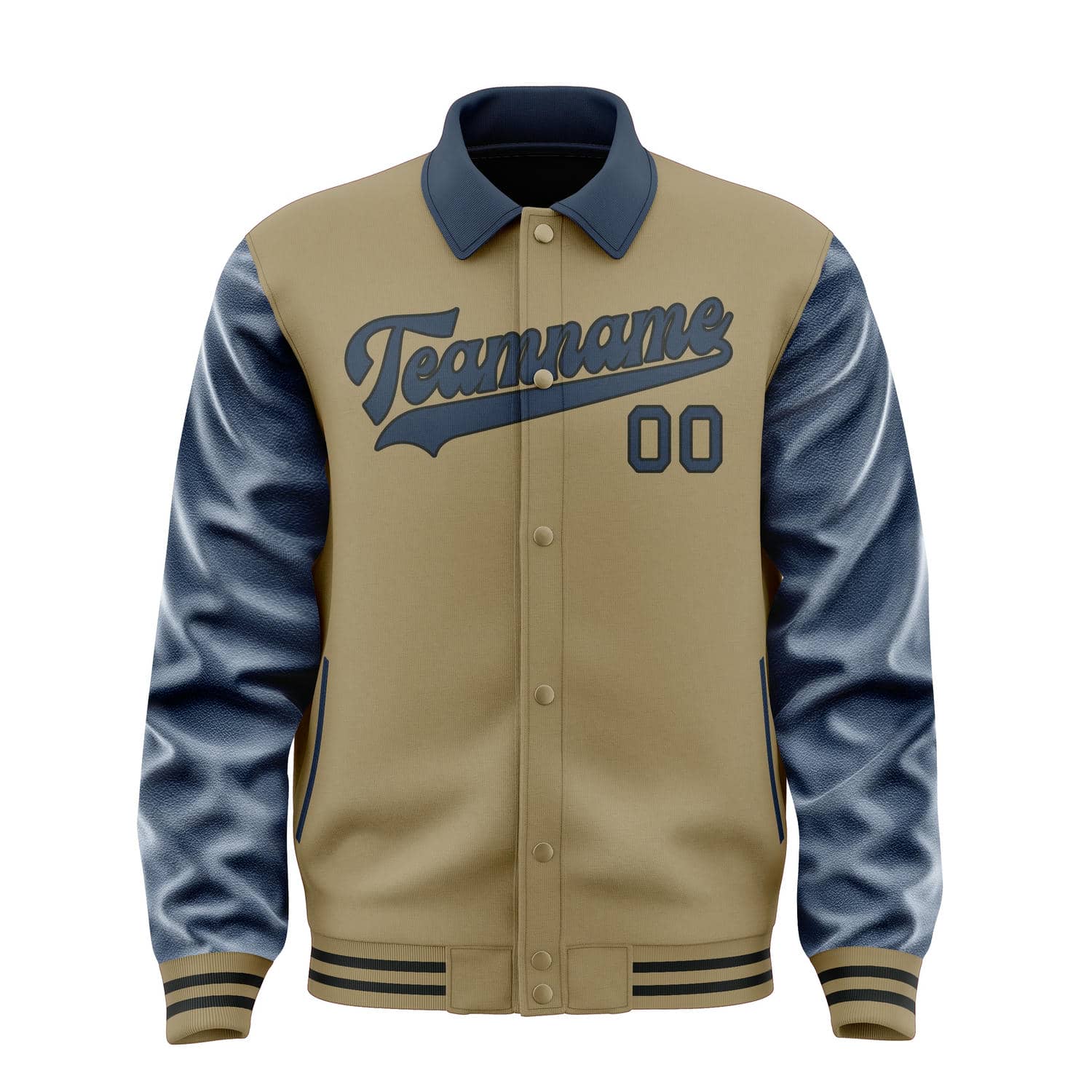 Custom Light Khaki Blue Jacket