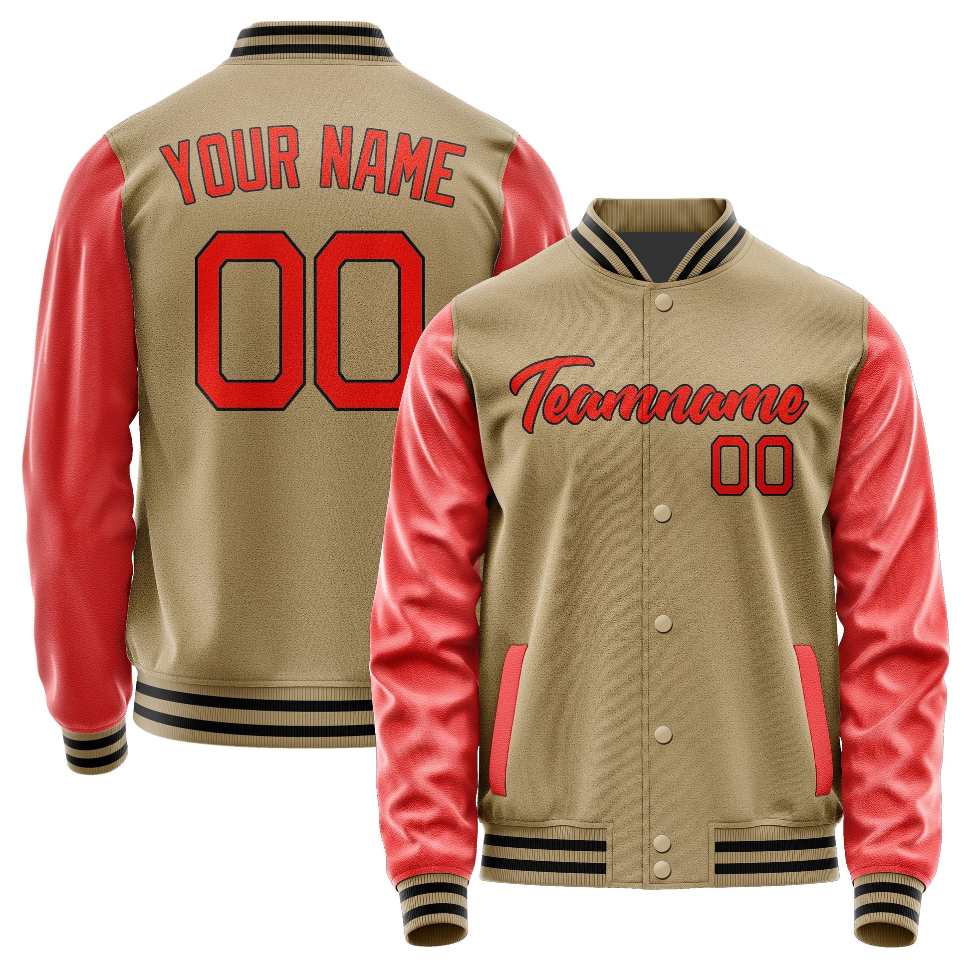 Custom Light Khaki Orange Red Jacket JA2525122517B21712