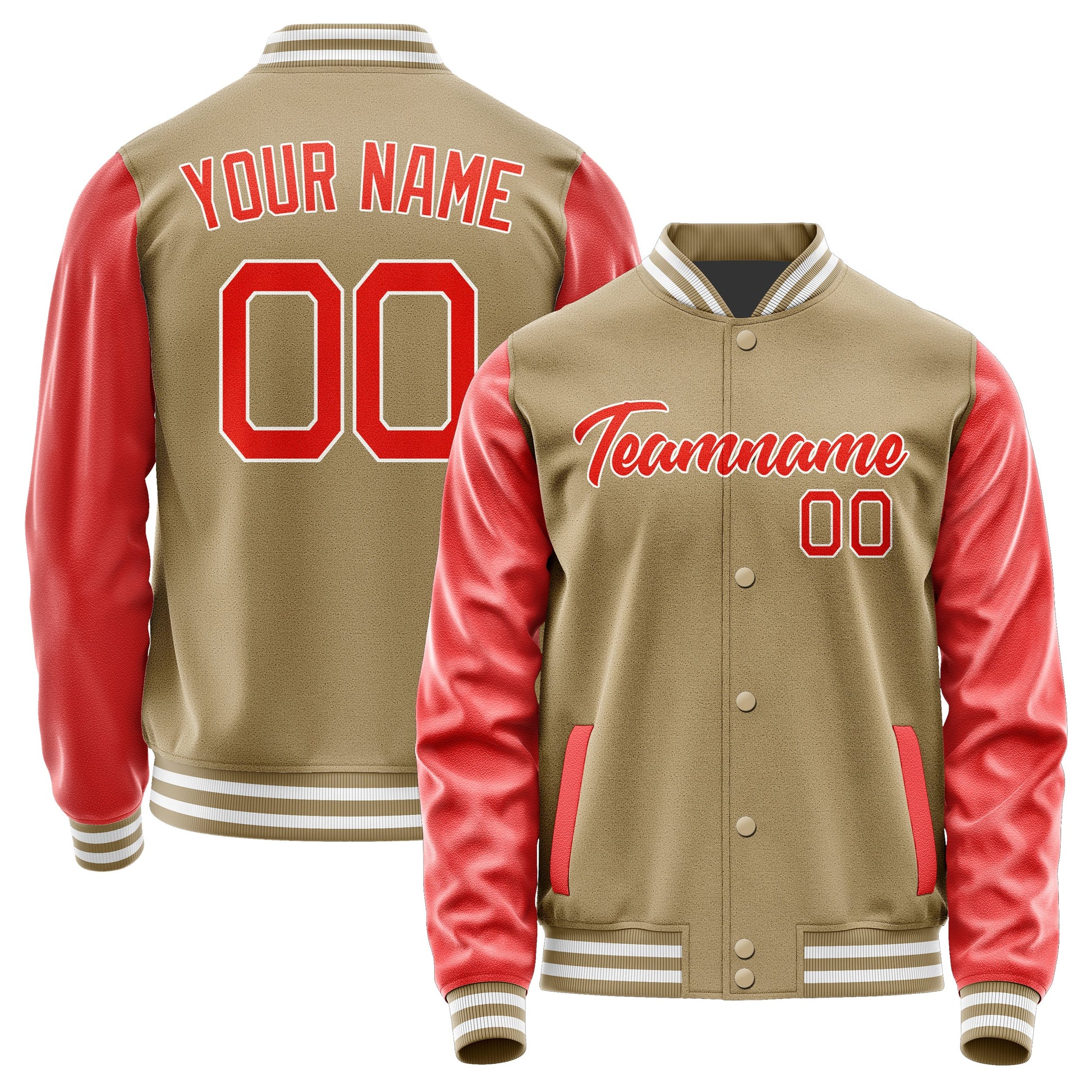 Custom Light Khaki Orange Red Jacket JA2525122518B21812