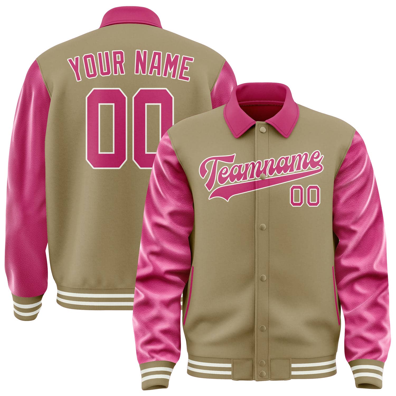 Custom Light Khaki Pink Jacket