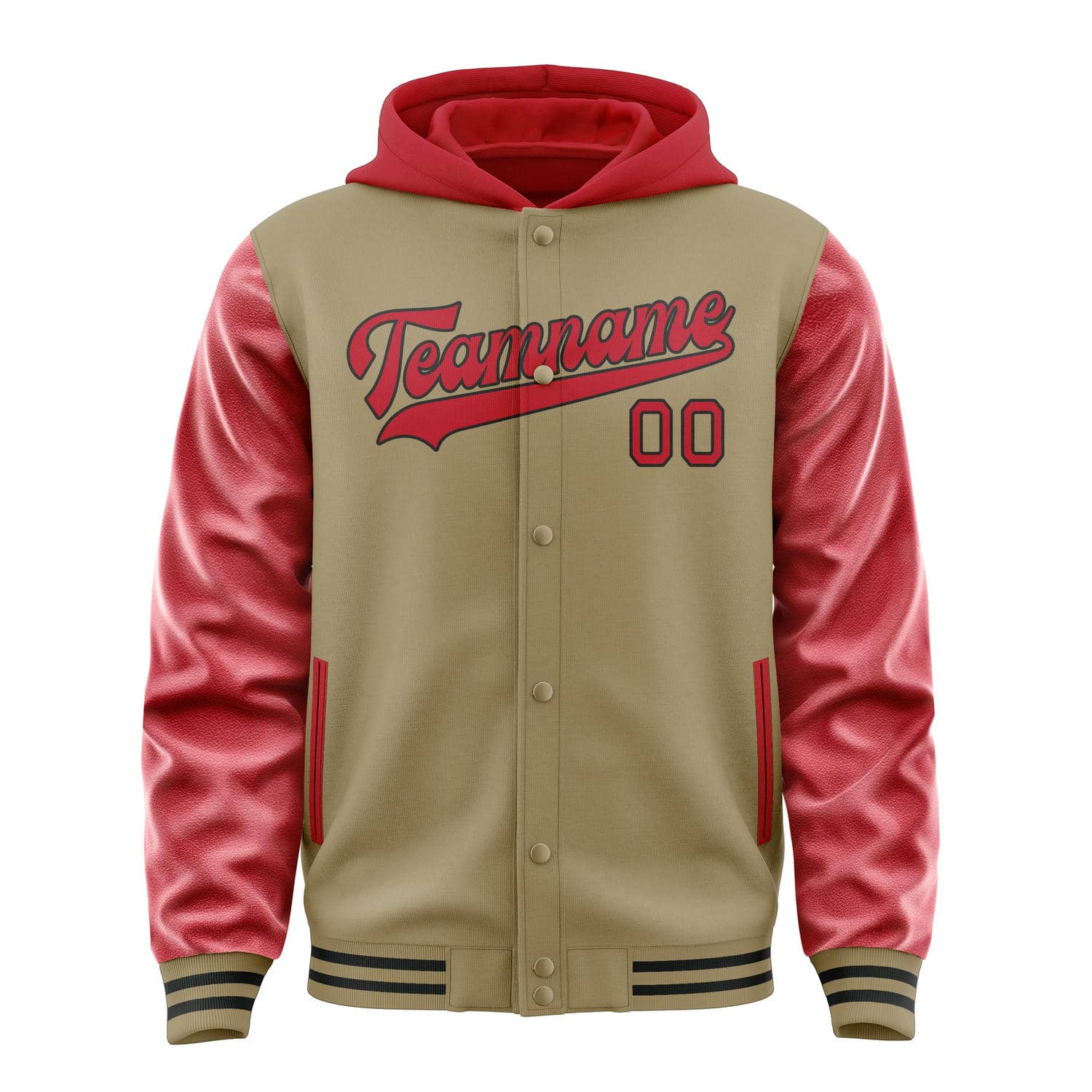 Custom Light Khaki Red Jacket