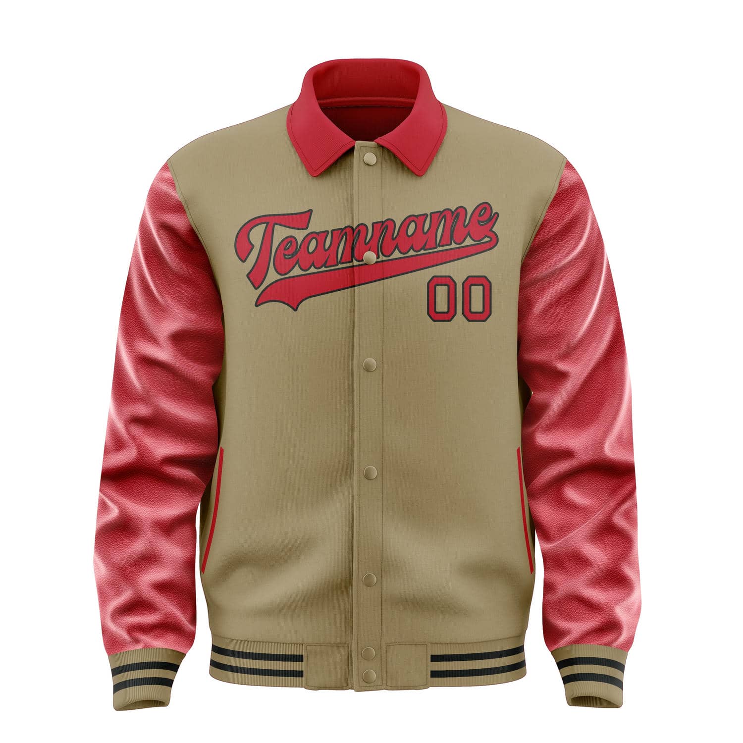 Custom Light Khaki Red Jacket