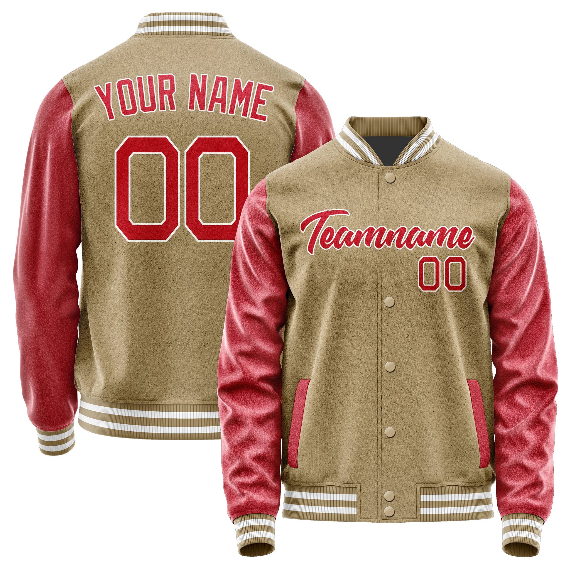 Custom Light Khaki Red Jacket JA2525142518B21814