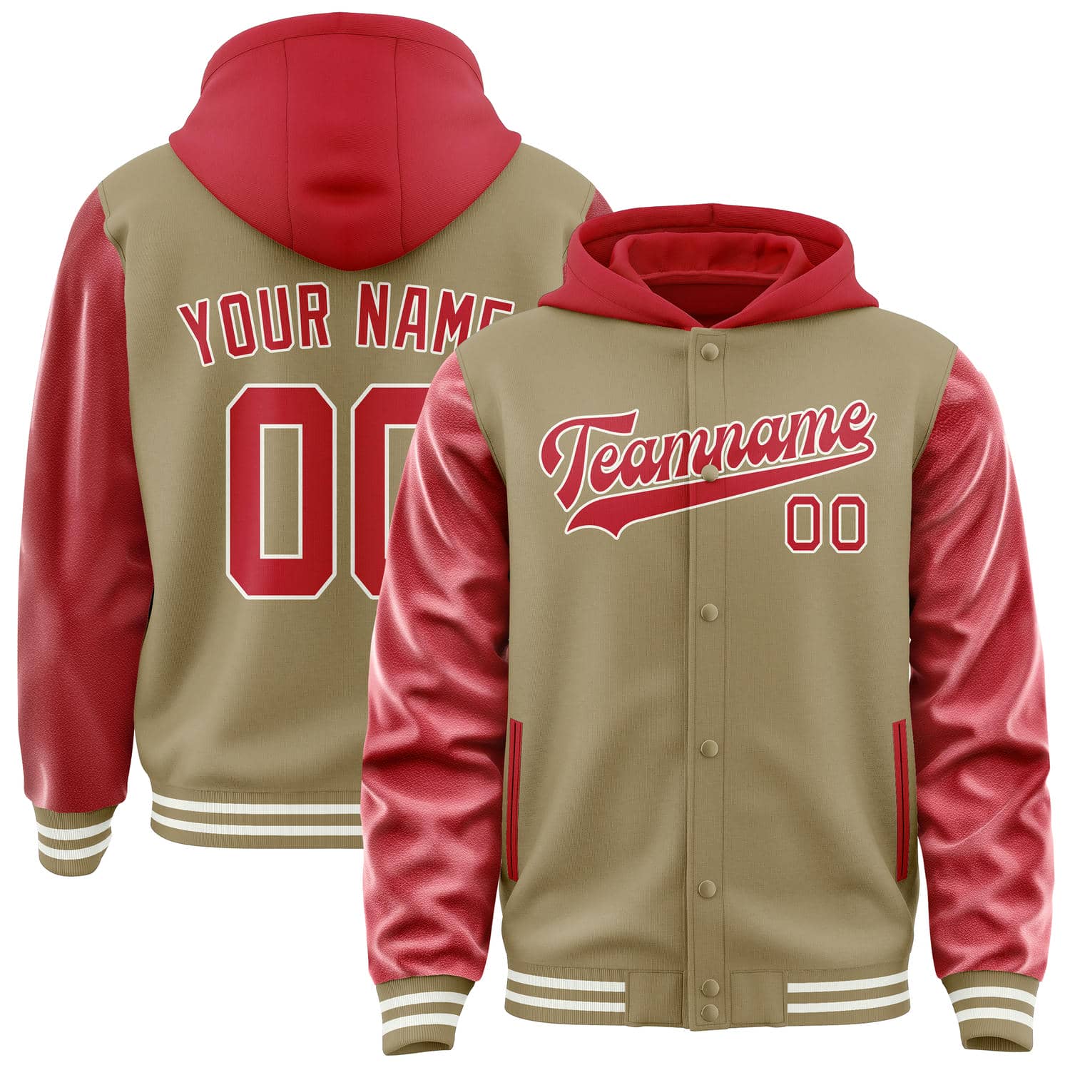 Custom Light Khaki Red Jacket