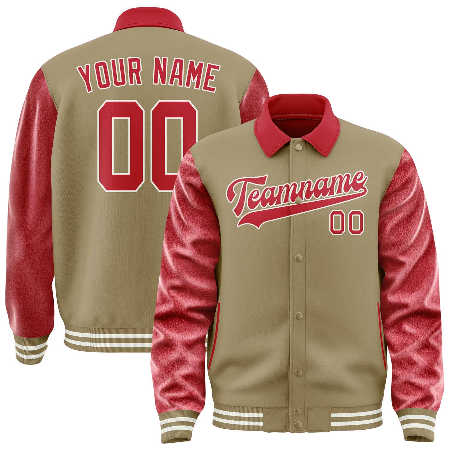 Custom Light Khaki Red Jacket