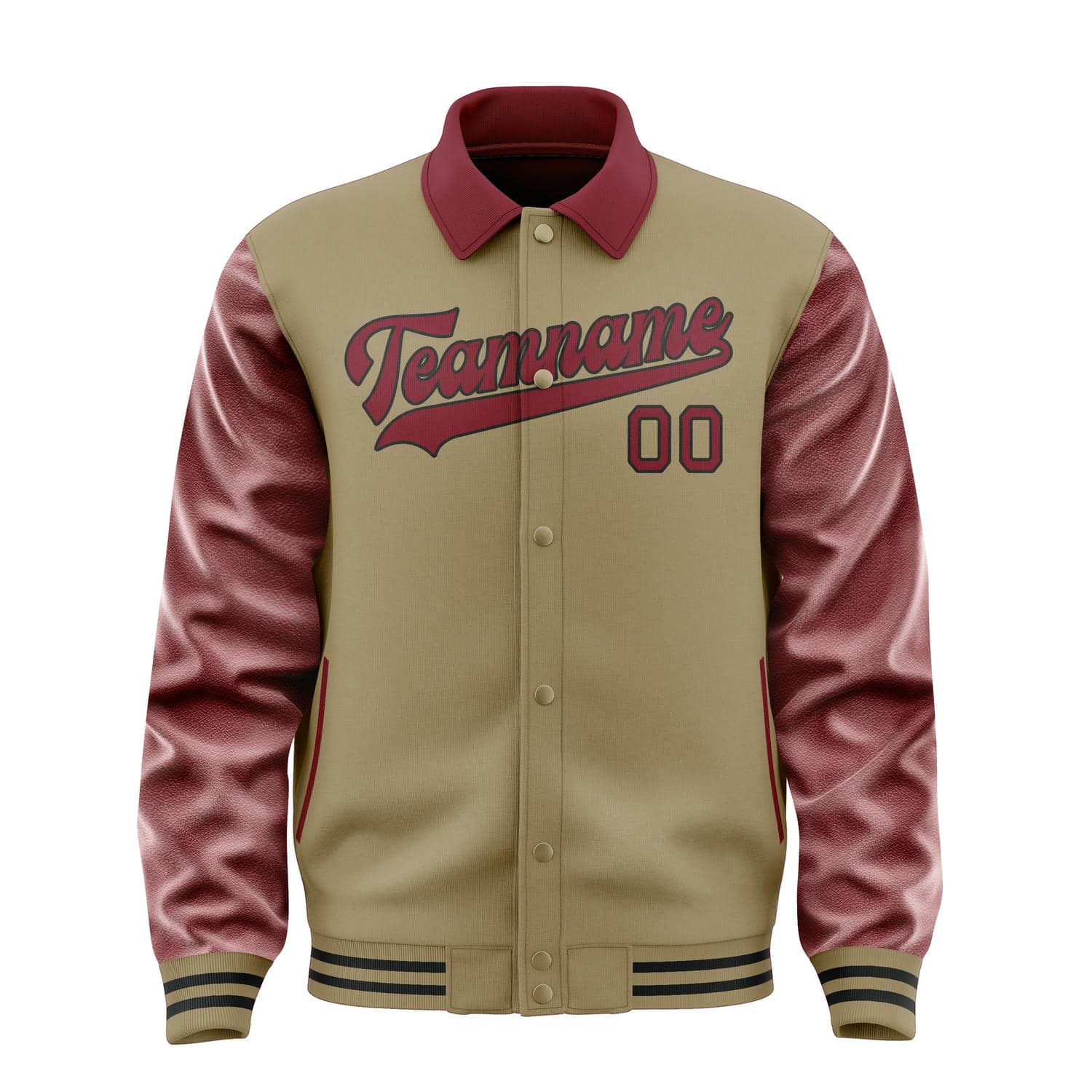 Custom Light Khaki Crimson Red Jacket
