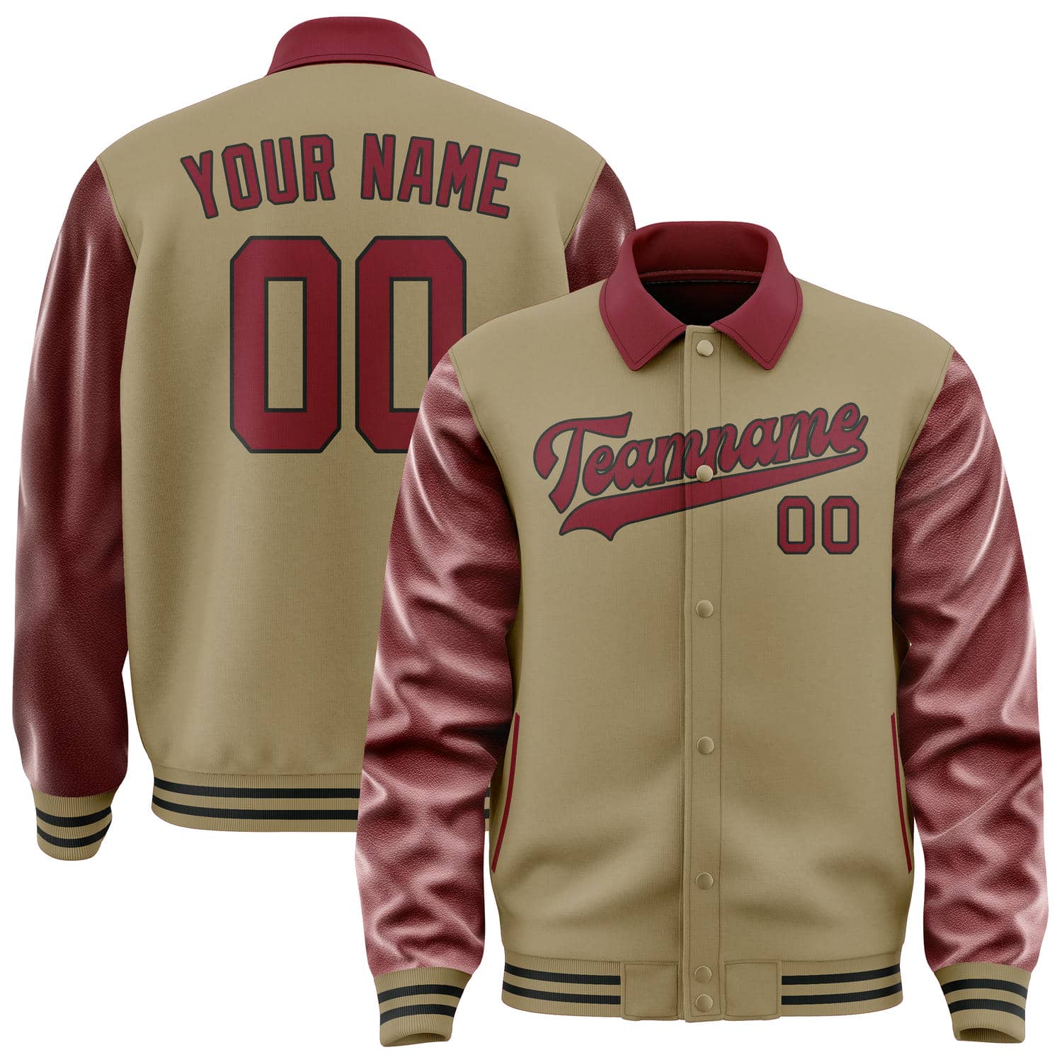 Custom Light Khaki Crimson Red Jacket