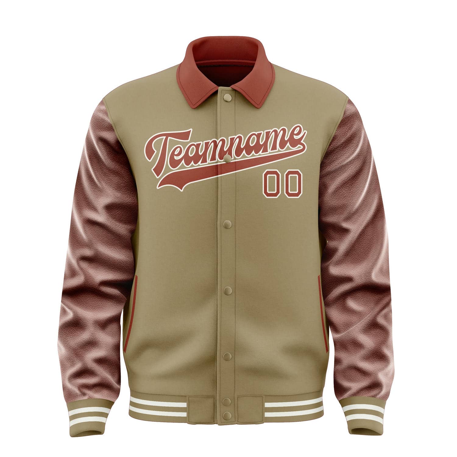 Custom Light Khaki Coral Red Jacket