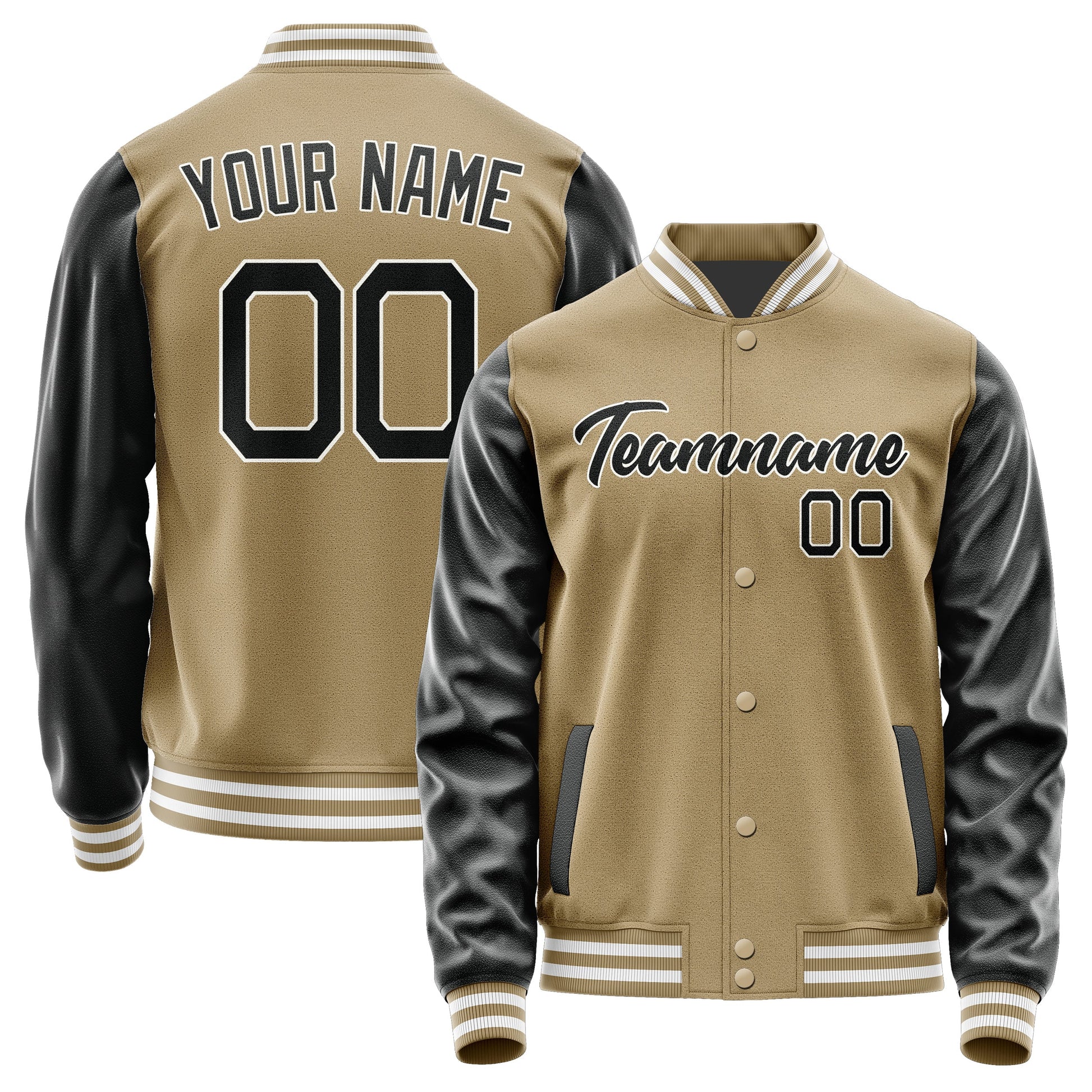 Custom Light Khaki Black Jacket JA2525172518B21817