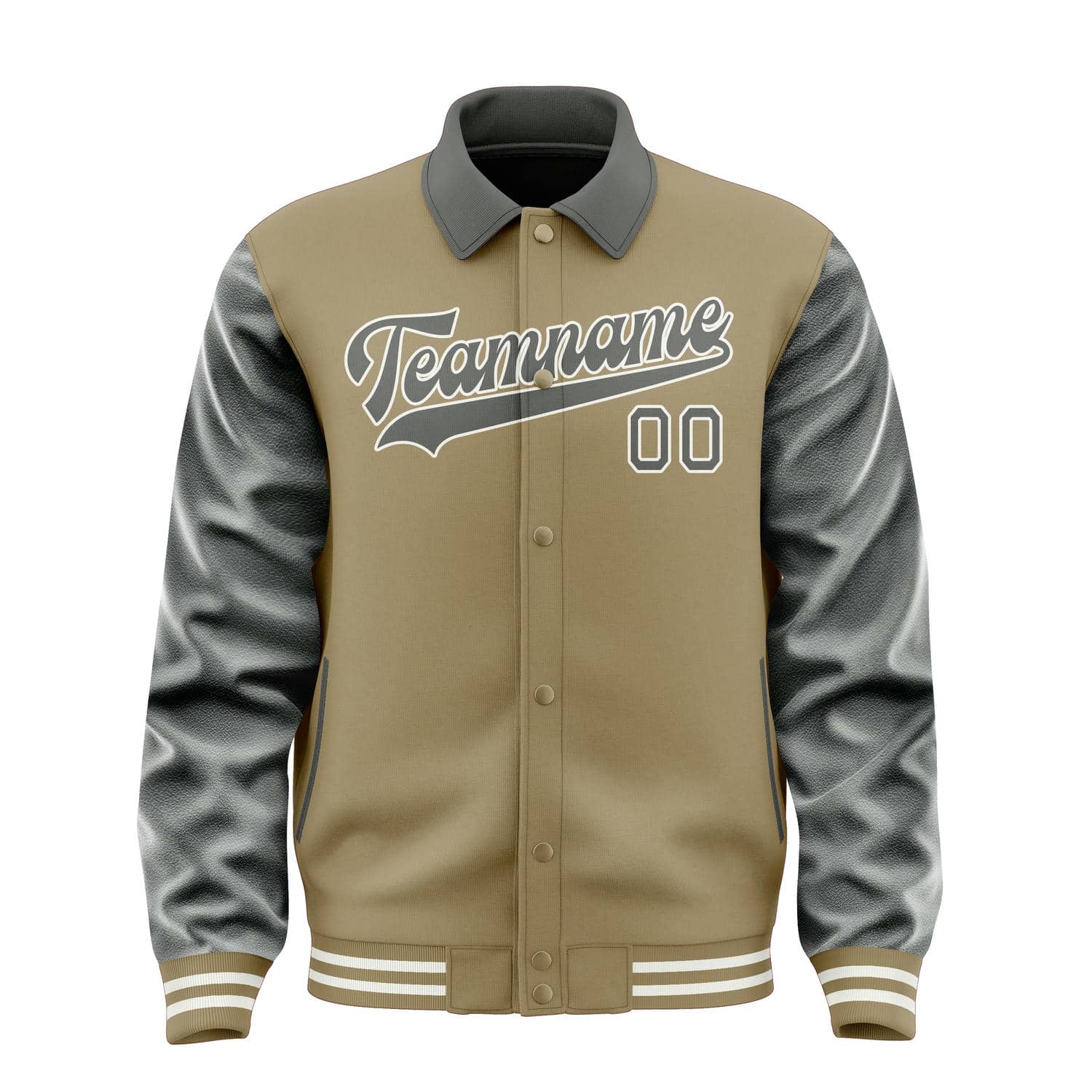 Custom Light Khaki Dark Grey Jacket