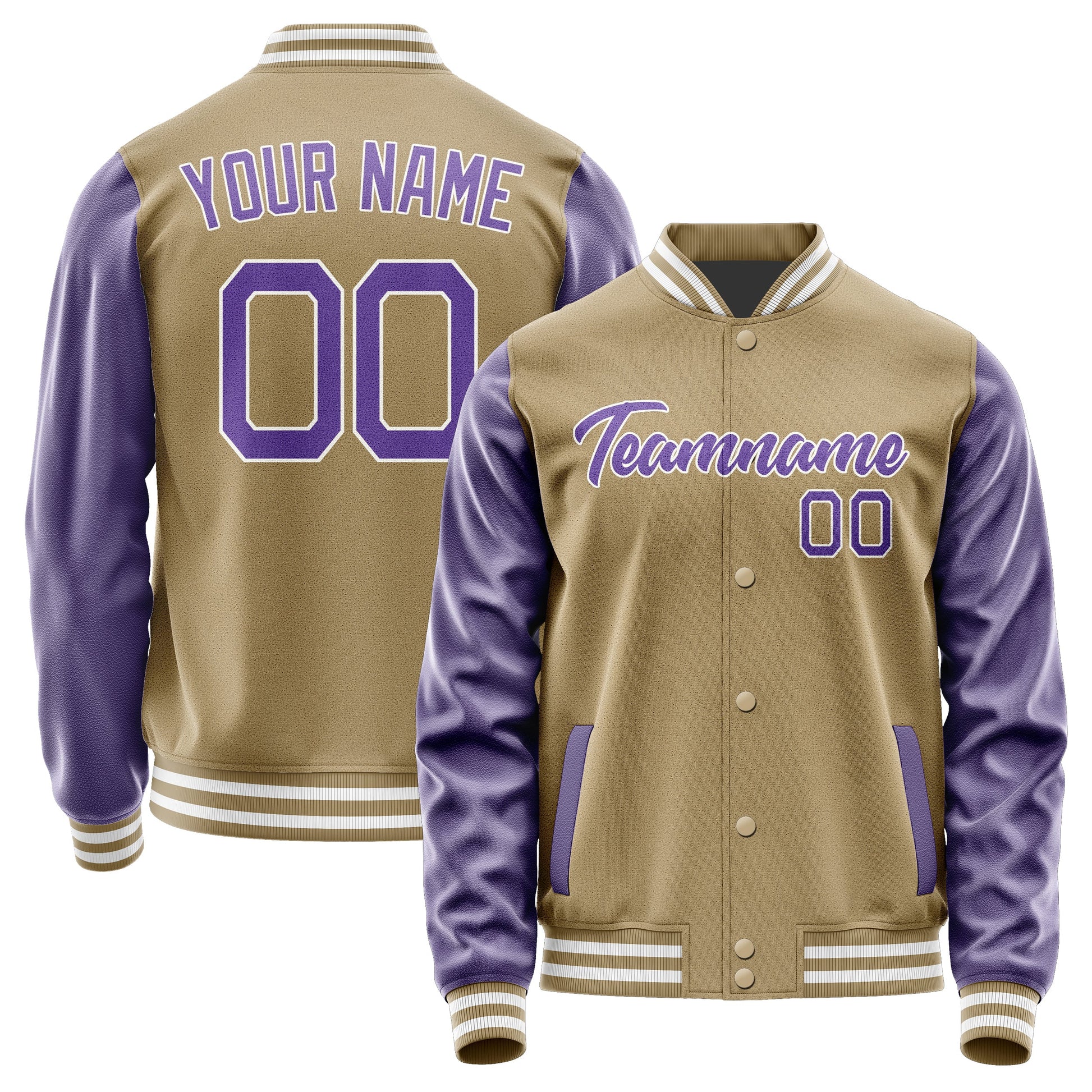 Custom Light Khaki Light Purple Jacket JA2525232518B21823