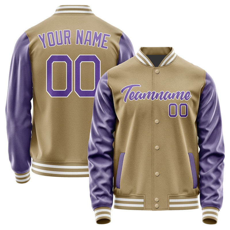 Custom Light Khaki Light Purple Jacket JA2525232518B21823