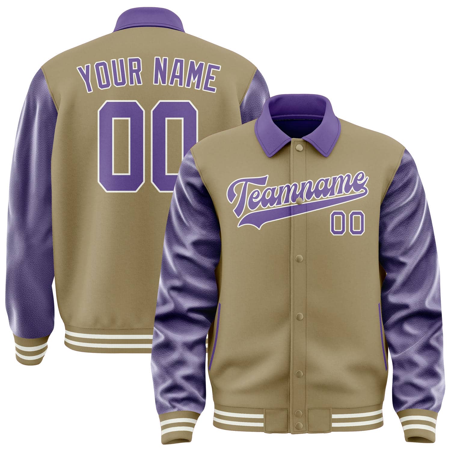 Custom Light Khaki Light Purple Jacket