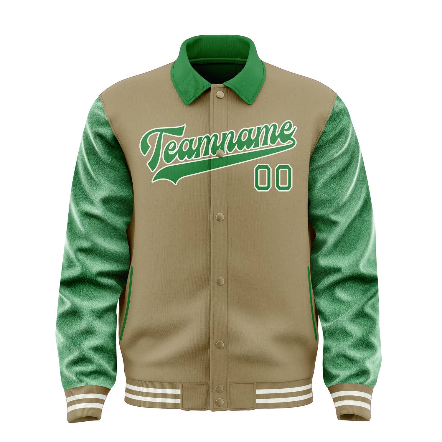 Custom Light Khaki Emerald Green Jacket
