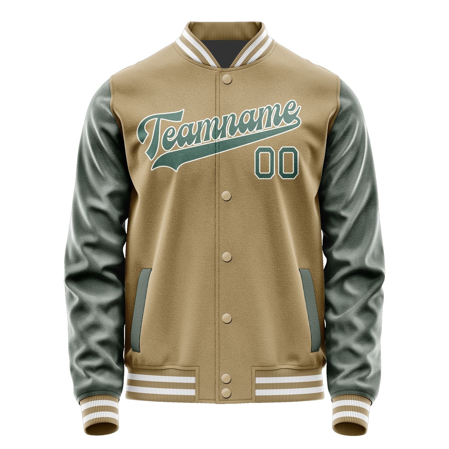 Custom Light Khaki Blue Green Jacket JA2525272518B31827