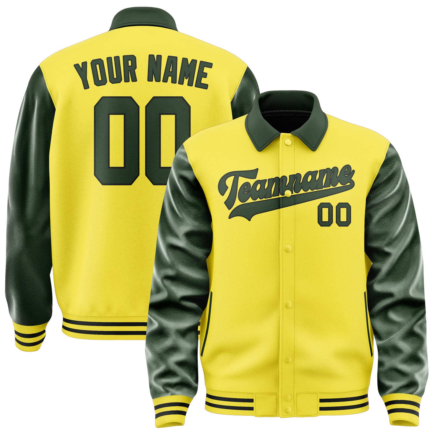 Custom Light Yellow Dark Green Jacket