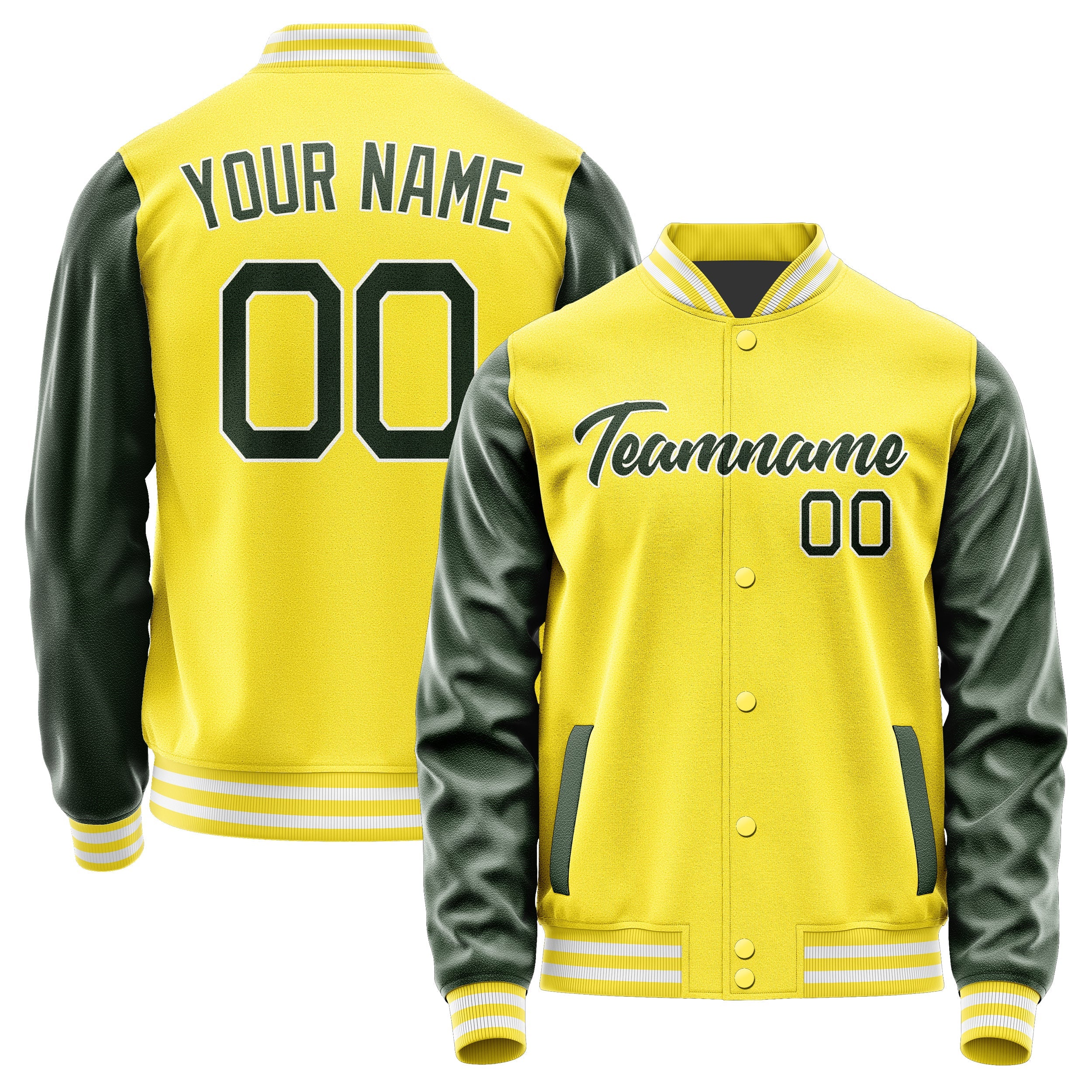 Custom Light Yellow Dark Green Jacket JA2626062618B21806