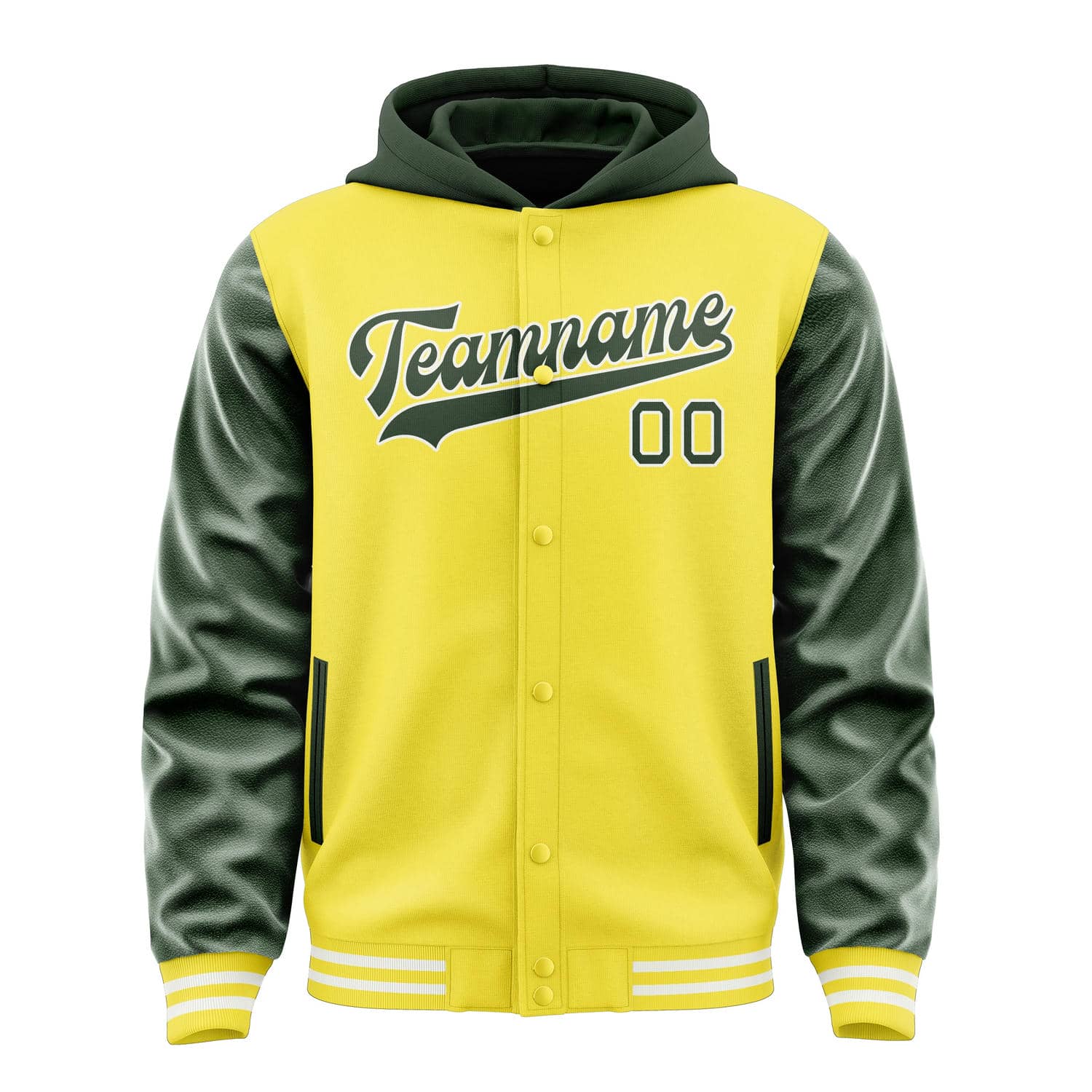 Custom Light Yellow Dark Green Jacket