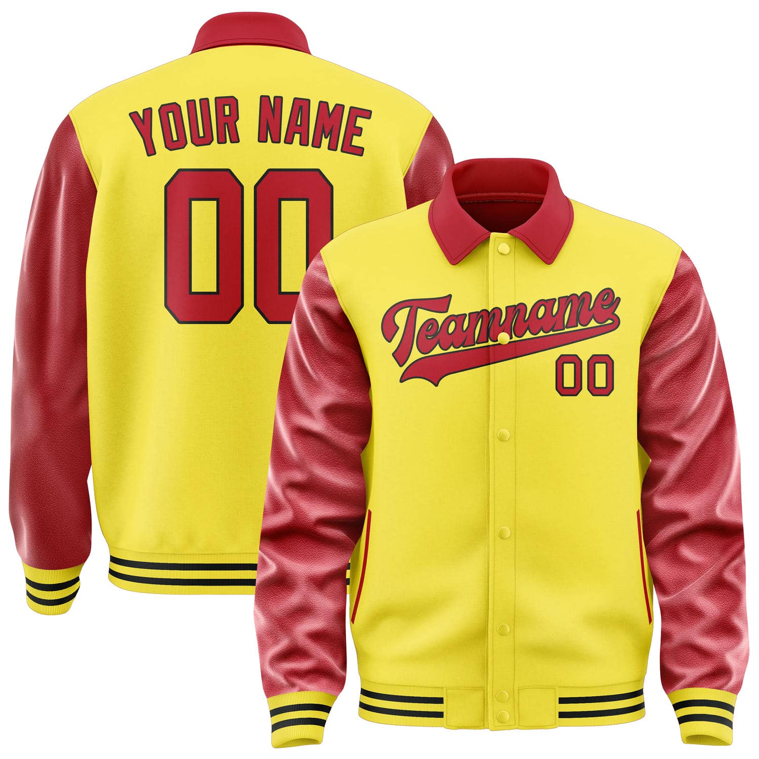 Custom Light Yellow Red Jacket
