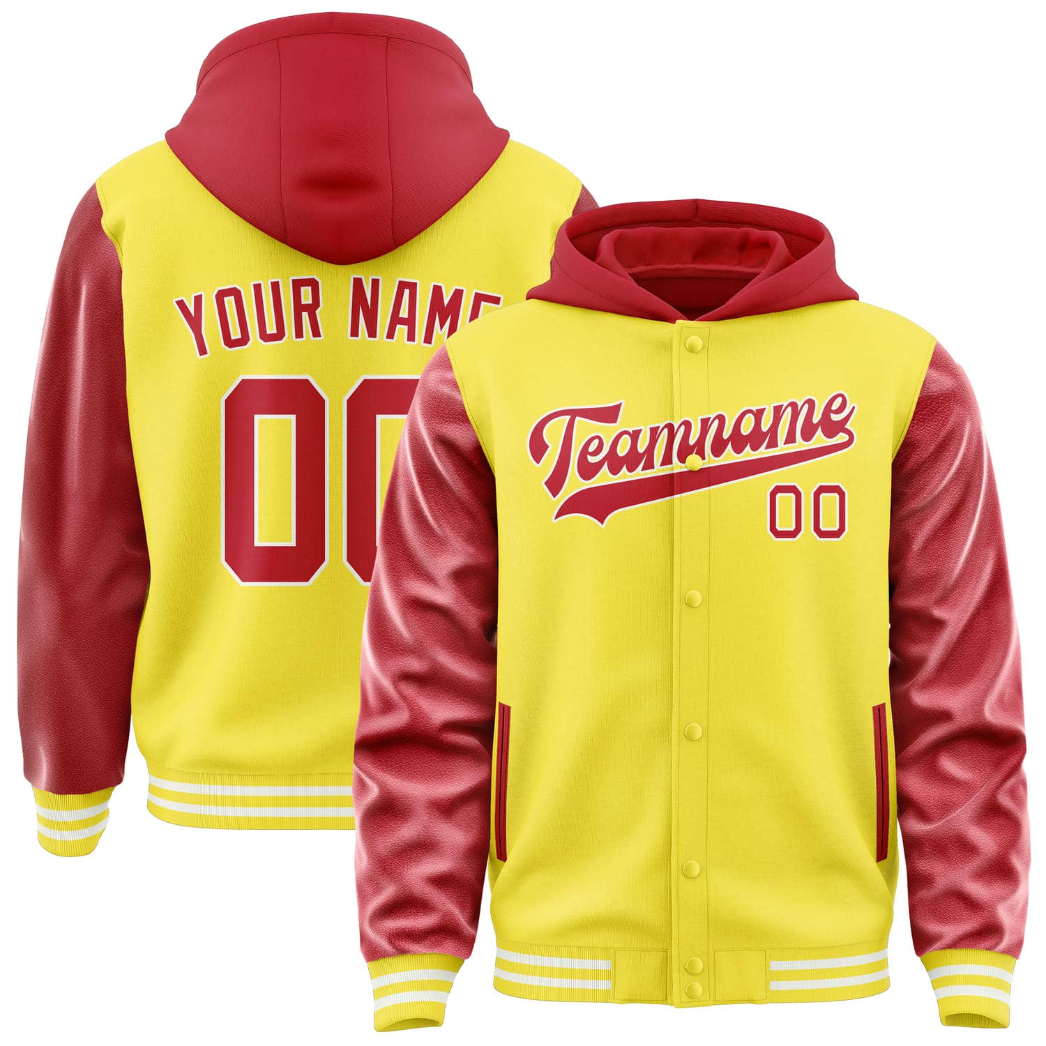 Custom Light Yellow Red Jacket