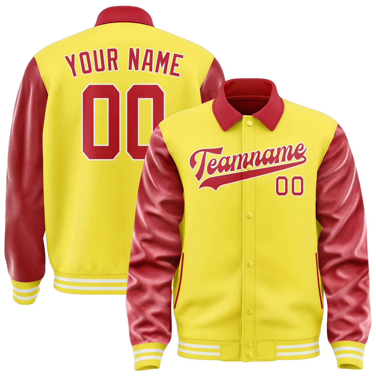 Custom Light Yellow Red Jacket