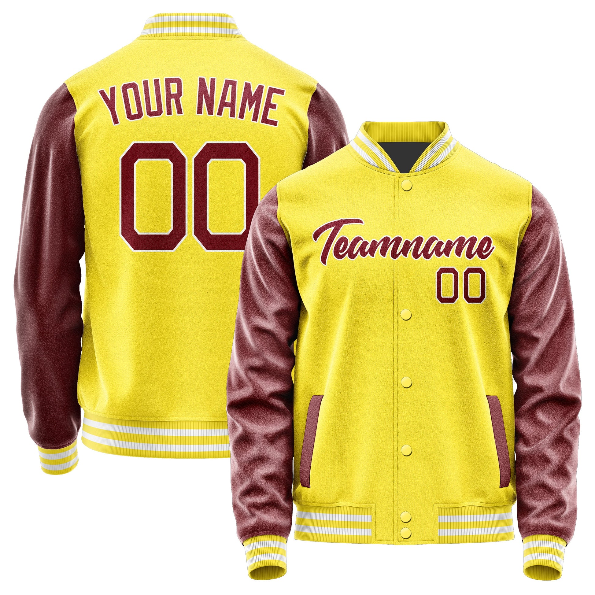 Custom Light Yellow Crimson Red Jacket JA2626152618B21815