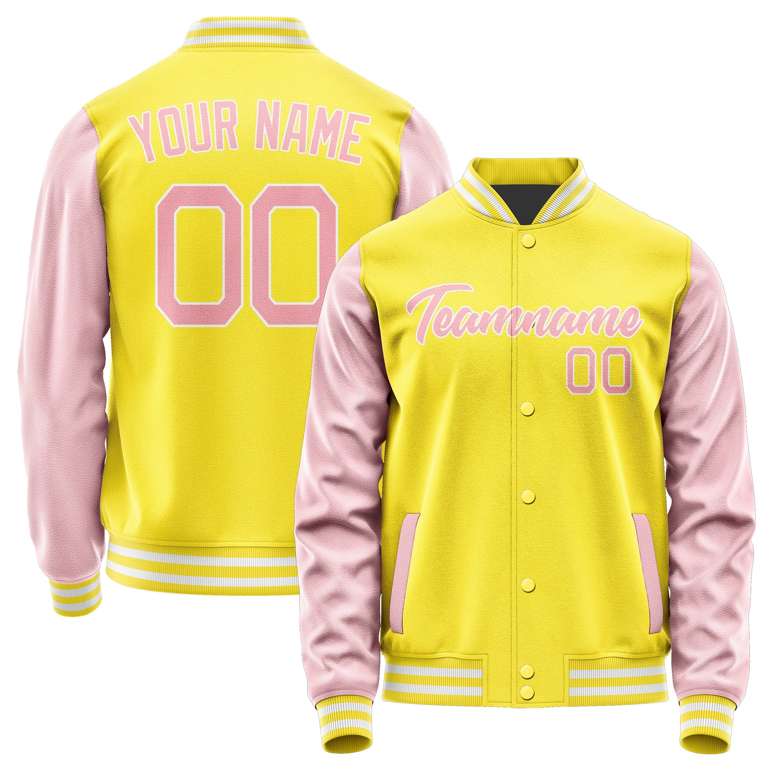 Custom Light Yellow Light Pink Jacket JA2626212618B21821