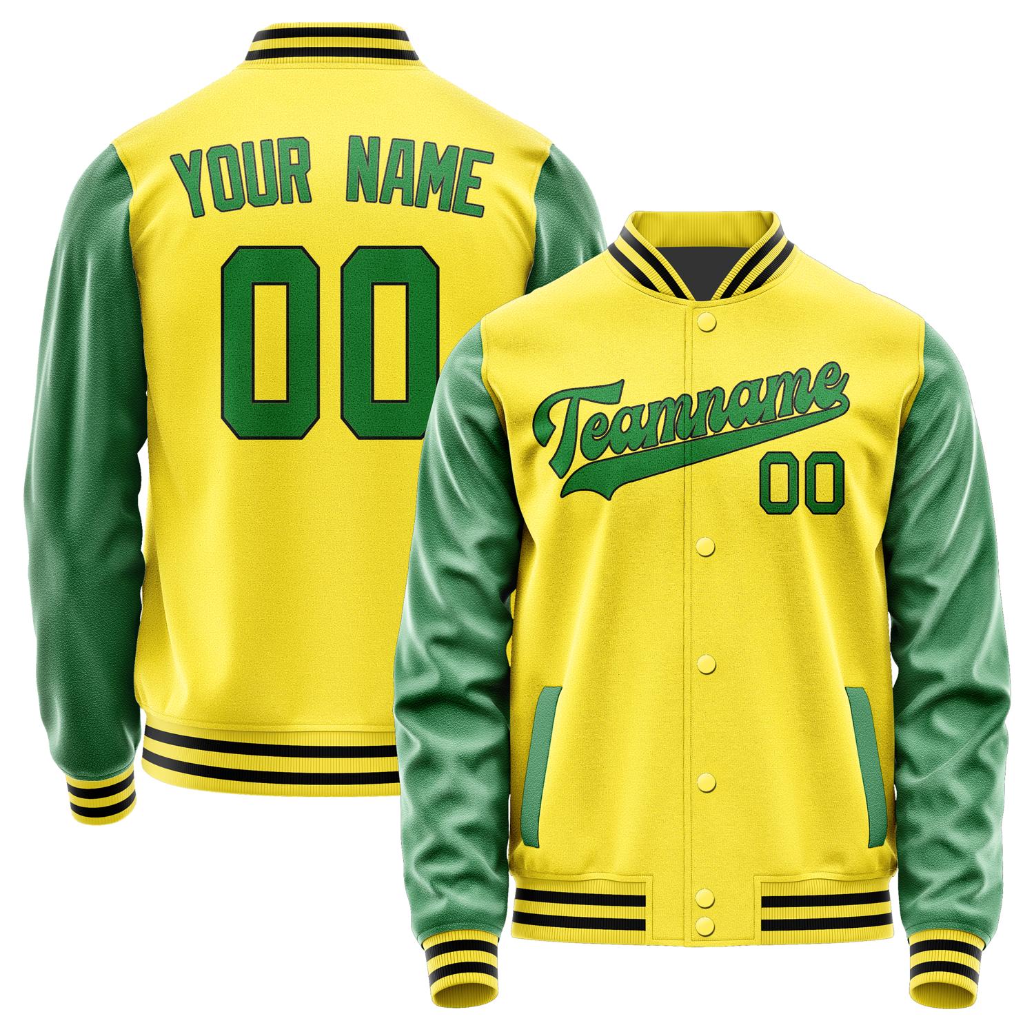 Custom Light Yellow Emerald Green Jacket JA2626242617B31724
