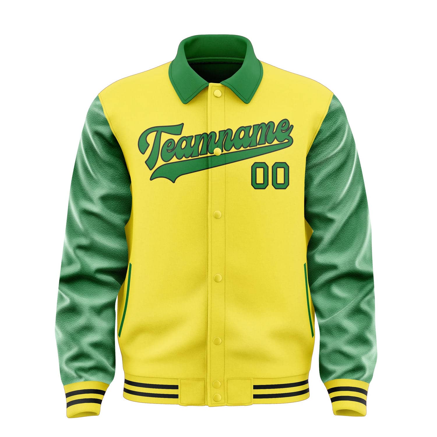 Custom Light Yellow Emerald Green Jacket